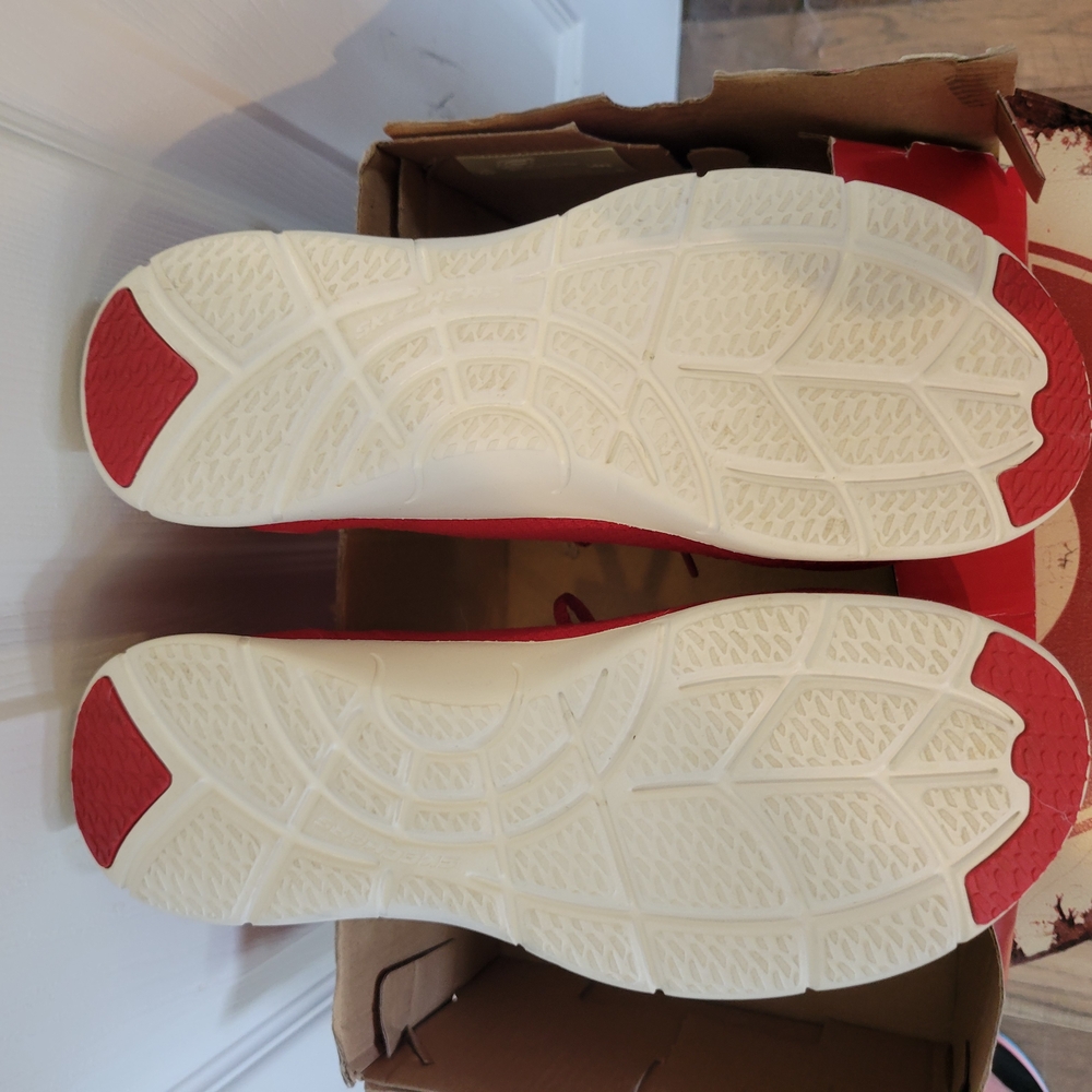 Skechers Red and White Athletic Shoes with Knit Upper - Picture 5 of 5